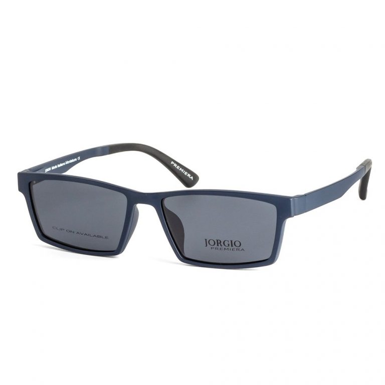 Magnetic Clip On Eyeglasses with Polarized Lenses | Jorgio Rectangle Shape Frame | Matte Blue - Image 2