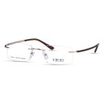 Rimless Eyeglasses with Curved Temples | Unisex | Lightweight  Gold-Brown