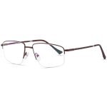Men's Large Half Metal Eyeglasses Brown