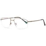Men's Large Half Metal Eyeglasses Gold