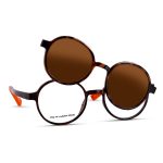 Kids Round Glasses with Clip-On For 4-5 Years Brown