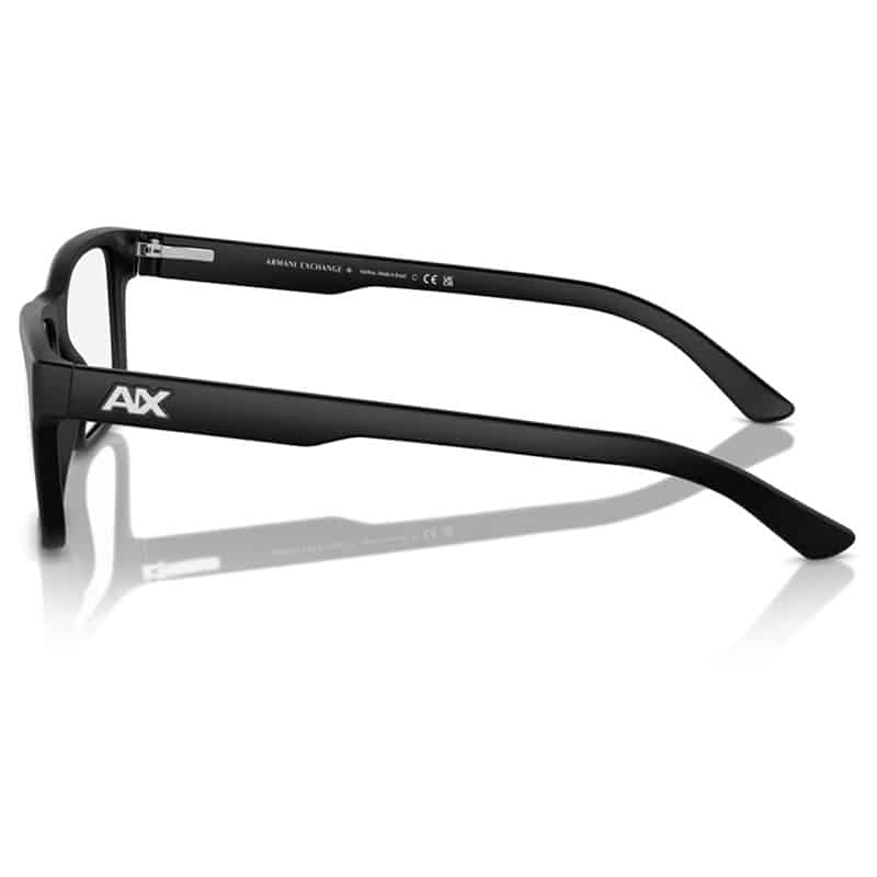 Armani Exchange AX3016 8078 Men's Rectangle Acetate Glasses in Matte Black - Full Rim Design - Image 2