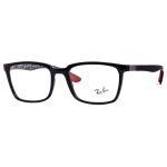 Ray-Ban RX8906 2000 Shiny Black Rectangular Carbon Fiber Eyeglasses 54mm Size
