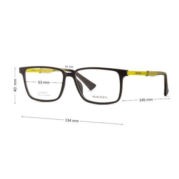 Sale! Diesel Eyeglasses for Men DL5290 | Rectangular Acetate Frame | Black -Yellow color - Image 2