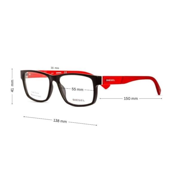 Sale! Diesel Men's Eyeglass Frame DL5379 Matte Black-Red - Image 2