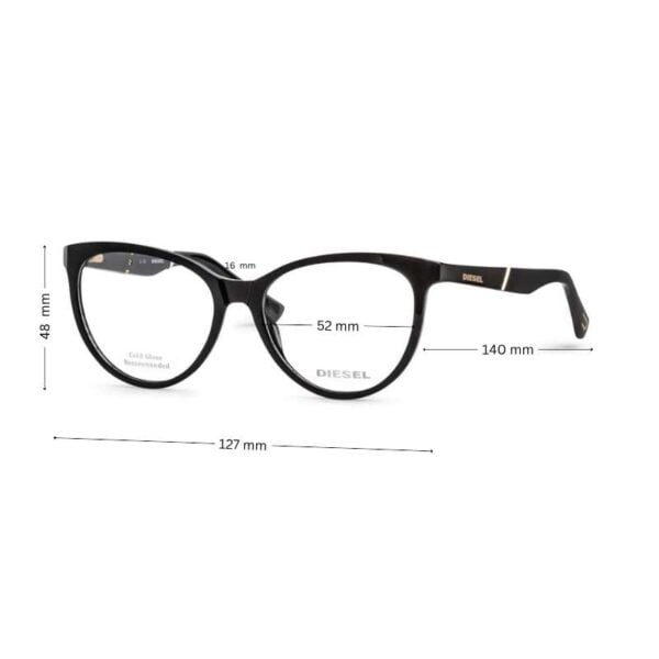 DL5268 001 | Diesel Women's Cat Eye Glasses | Glossy Black - Image 2