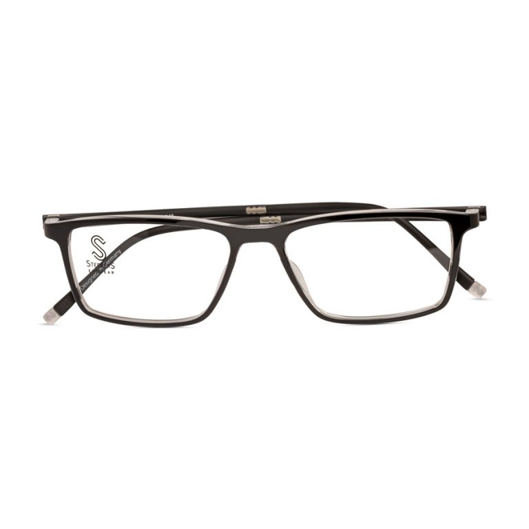 Men's Lightweight Full Acetate Rectangle Eyeglasses for Small Face | Stepper SI30048 black