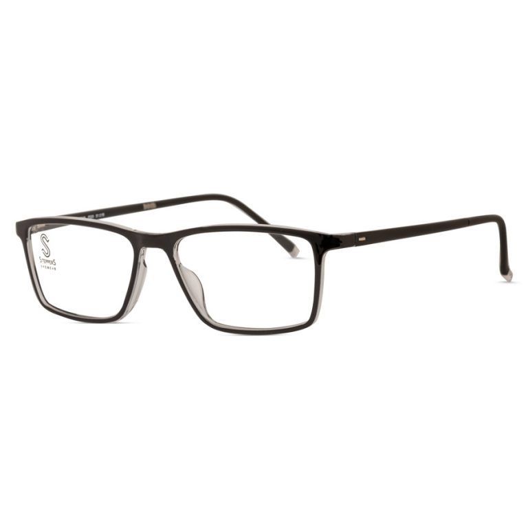 Men's Lightweight Full Acetate Rectangle Eyeglasses for Small Face | Stepper SI30048 black - Image 2