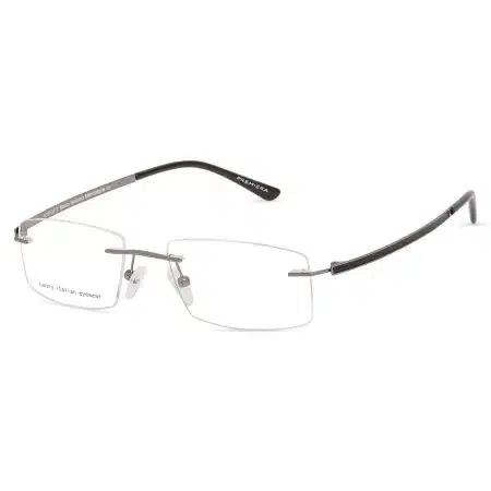 Rimless Eyeglasses with Curved Temples | Unisex | Lightweight Gunmetal ...