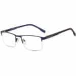 Men’s Half Frame Glasses – Blue Metal Rectangle Semi Rimless Frame
