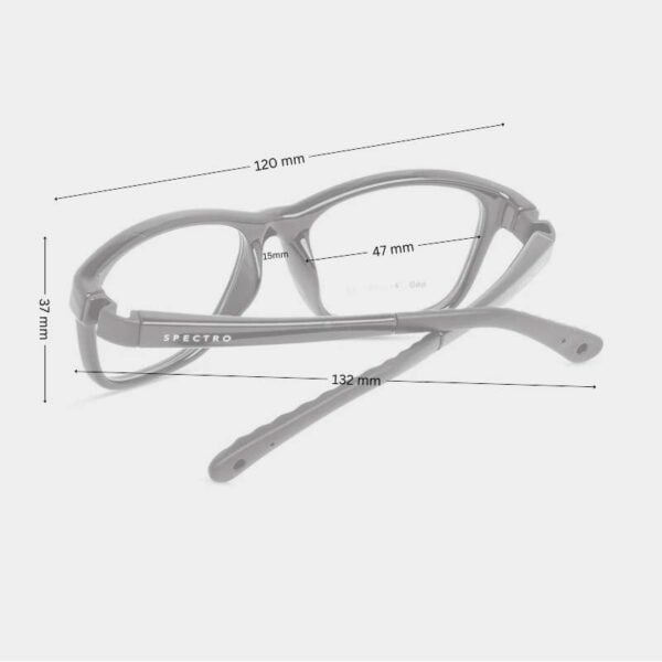 Kids Glasses Flexible Hinges 47mm for 6-7 Years Old, Shiny Black Color - Image 2