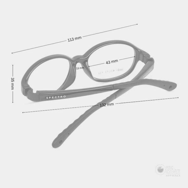 Kids Oval Glasses with Flexible Hinges 43mm for 3-4 Years Old, Gray-Red Color - Image 2