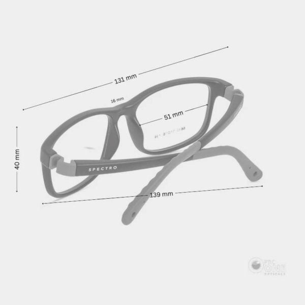 Kids Rectangle Glasses with Flexible Hinges 51mm for 9-11 Years Old, Matte Black-Blue Color - Image 2