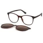 Round Clip On Eyeglasses | Frames with magnetic clip on sunglasses | Shiny Brown | Jorgio Clip On Glasses