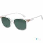 Iarra Unisex Square Sunglasses - Clear Frame with Polarized Green Lenses