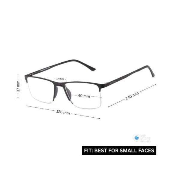 Black metal glasses for men | Half Rim-Glasses for Small Face | Affordable Eyeglasses - Image 2