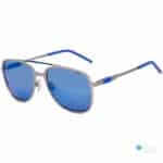 Sale! HUGO Sunglasses HG1100/S | Stylish Sunglasses | Matte Gray/Blue Frame, Blue Mirror Lens