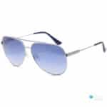 Men's Stylish Large Aviator Sunglasses Silver Frame, Gradient Blue Lenes