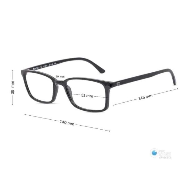 Diverso DV1007 Unisex Narrow Slim Rectangle Glasses 51mm Glossy Black - Image 2