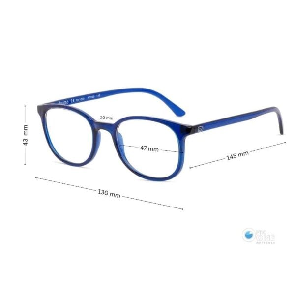 Diverso DV1009 Semi-Round Lightweight & Durable Kids Glasses Glossy Blue 47mm - Image 2