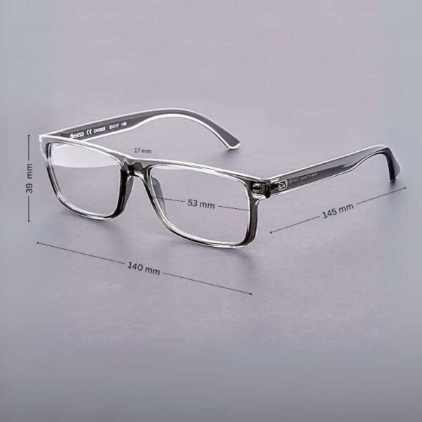 Divero DV2003 Men's Lightweight Narrow Rectangle Glasses Transparent Gray 53mm - Image 3