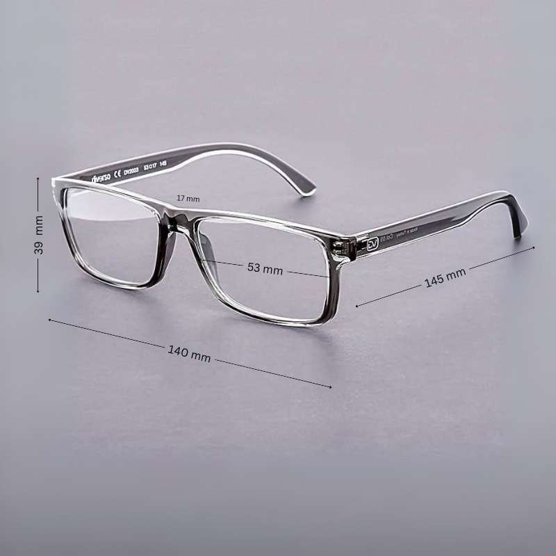 Divero DV2003 Men's Lightweight Narrow Rectangle Glasses Transparent Gray 53mm - Image 3