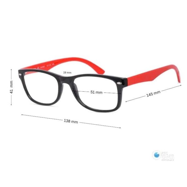 Diverso DV2201 Stylish Unisex Glasses Glossy Black-Red 51mm for Young Adults - Image 3