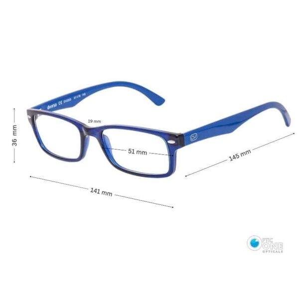 Diverso Eyeglasses with Broad Sides for Teens & Adults | Shiny Dark Blue | Size 51 - Image 2
