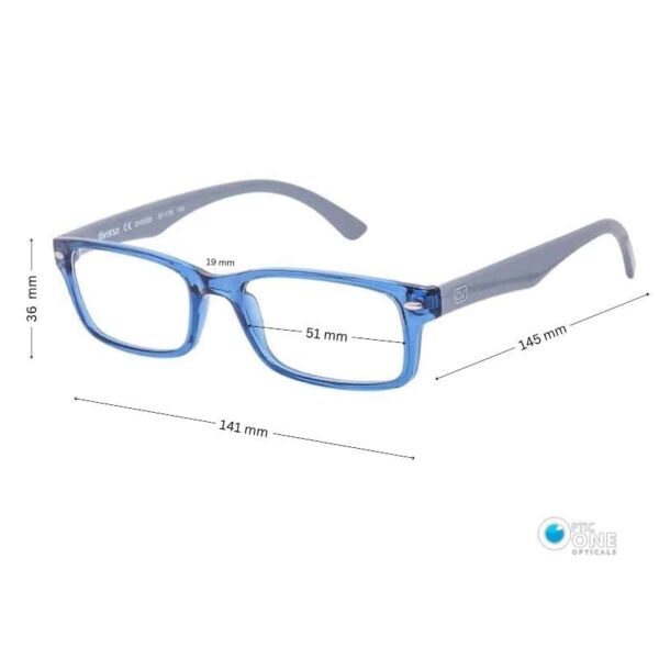 Diverso Eyeglasses with Broad Sides for Teens & Adults | Crystal Blue-Gray | Size 51 - Image 2