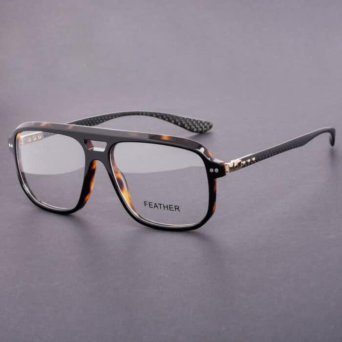 men's large stylish eyeglasses with double-bridge