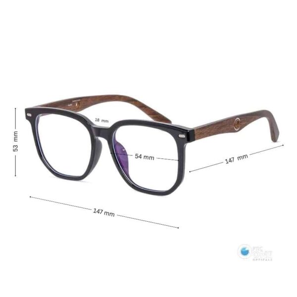 Feather Unisex Large Shiny Black Square Glasses - Image 2