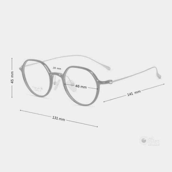 Shiny Black Crown-Shaped Slim Nylon Eyeglasses with Gold Titanium Arms for Small Faces - Image 2