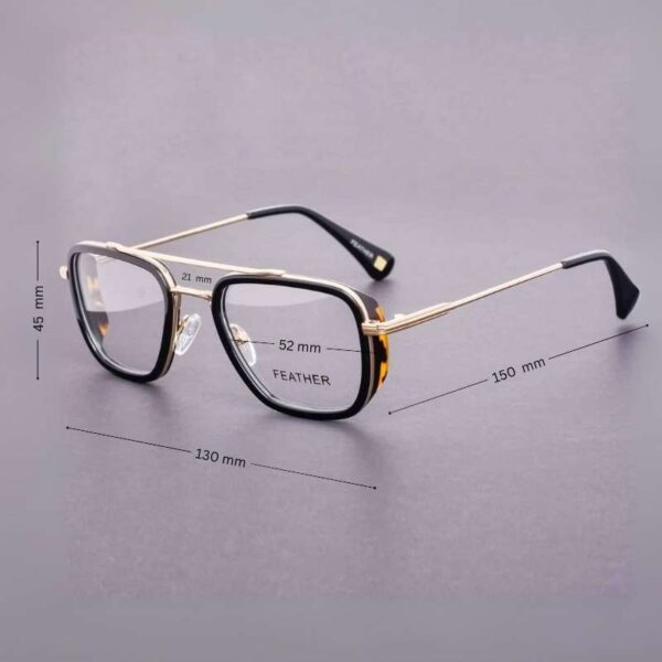 Men's Classy Eyeglasses Gold with Black | Size Small - Image 2