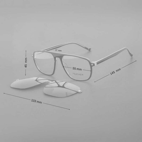 Stylish Men's Clip-On Eyeglasses  Dark Blue | Polarized LightBlue Clip-On - Image 2