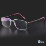 Unisex Lightweight Rimless Eyeglasses with Fixed-Nose Pad - Maroon