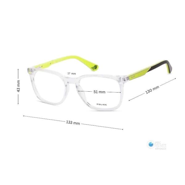 Police Eyewear VK121 Quest JR 1 | Small Face Acetate Eyeglasses Clear/ Green - Image 2