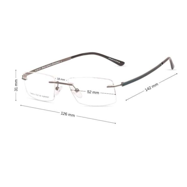 Rimless Eyeglasses with Curved Temples | Unisex | Lightweight  Gunmetal-Teal - Image 2