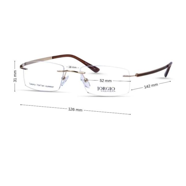 Rimless Eyeglasses with Curved Temples | Unisex | Lightweight  Gold-Brown - Image 2