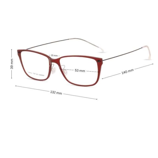 Maroon Square Lindberg Style Eyeglasses with Thin Temples | Jorgio Fashionable Eyeglass Frames - Image 2