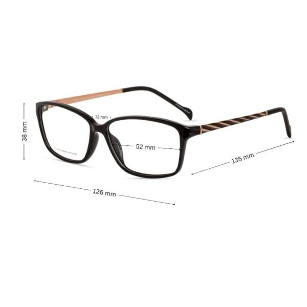 Women's Medium-Fit Eyeglasses - Shiny Black with Gold and Black Metal Sides - Image 2
