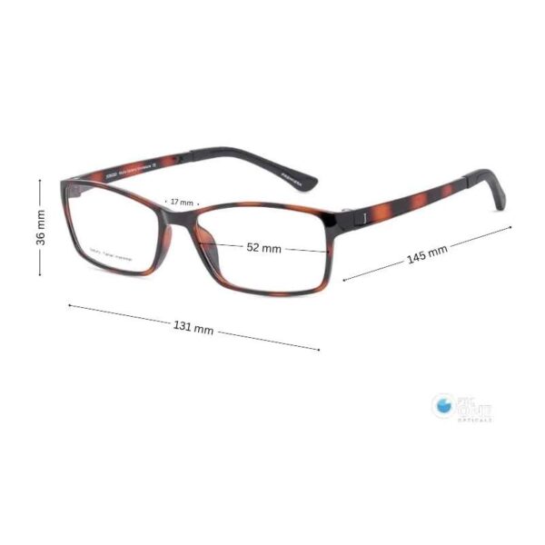 Lightweight , Compact Men's Rectangle Eyeglasses Shiny Brown Havana - Image 2
