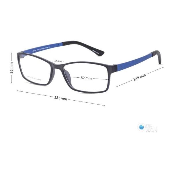 Lightweight , Compact Men's Rectangle Eyeglasses Matte Black-Blue - Image 2