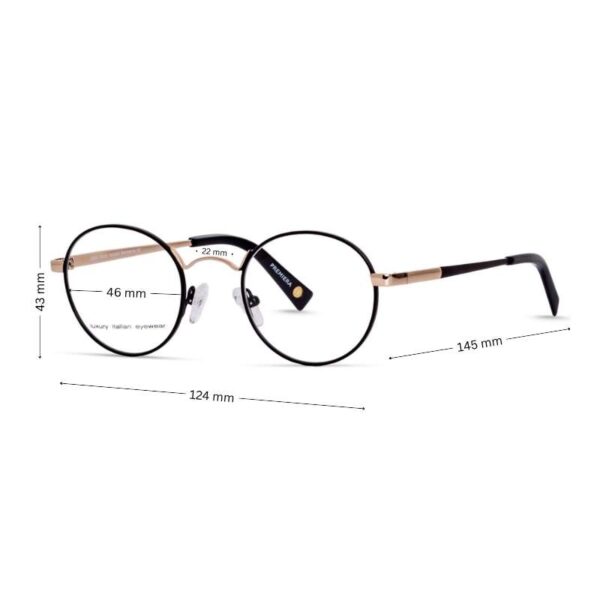 Full Metal Small Round Eyewear | Round Eyewear for Small Faces  Black-Gold - Image 4