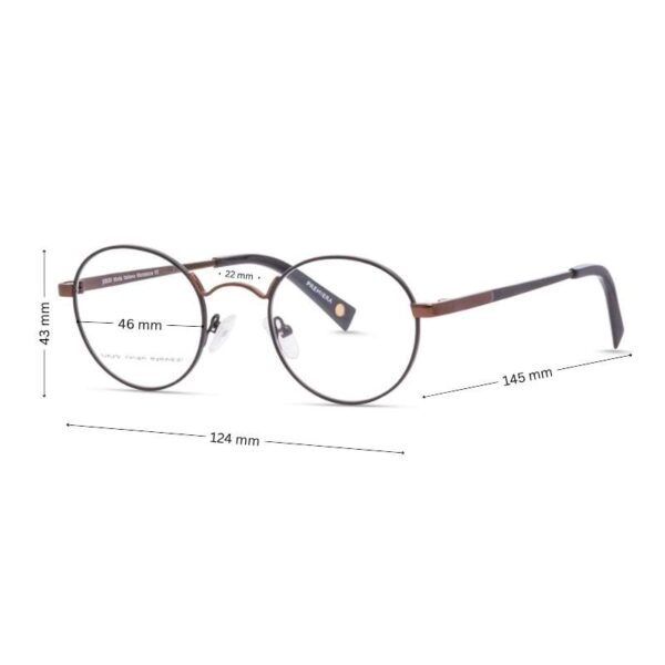 Full Metal Small Round Eyewear | Round Eyewear for Small Faces  Brown-Black - Image 2