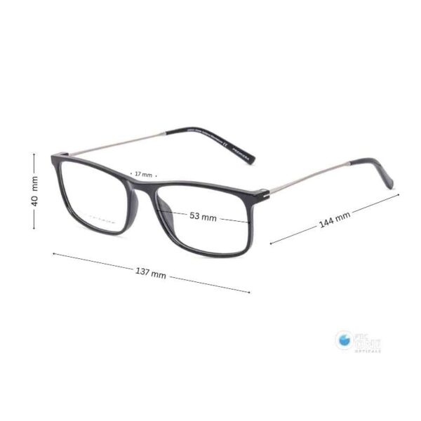Men's Eyeglasses | Slim Acetate Rectangle Glasses with Thin Metal Temples | Black - Image 2