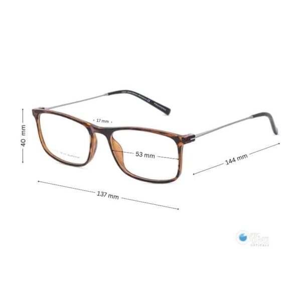 Men's Eyeglasses | Slim Acetate Rectangle Glasses with Thin Metal Temples | Brown Havana - Image 2