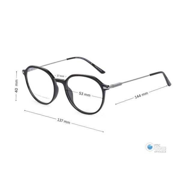 Women's Eyeglasses Slim Acetate Round Glasses with Thin Metal Arms | Shiny Black - Image 3