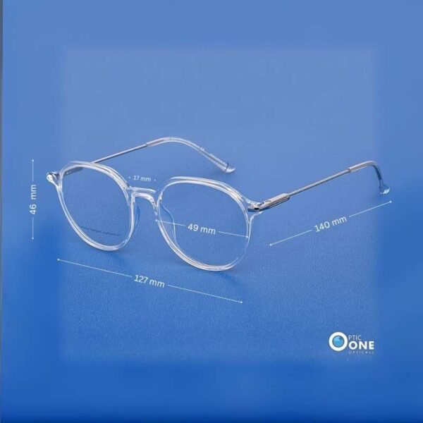 Women's Eyeglasses Slim Acetate Round Glasses with Thin Metal Arms | Clear - Image 3