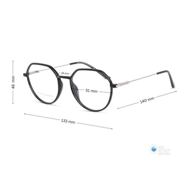 Women's Eyeglasses Frame | Slim Acetate Crown Glasses with Thin Metal Arms | Shiny Black - Image 2