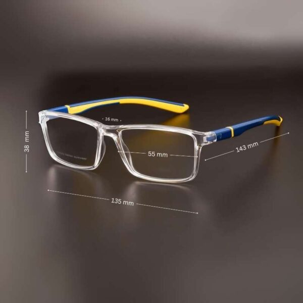 Cool Sporty Prescription Glasses | Sporty-Style Eyeglasses 9174 | Rectangle Shape  Clear - Image 2